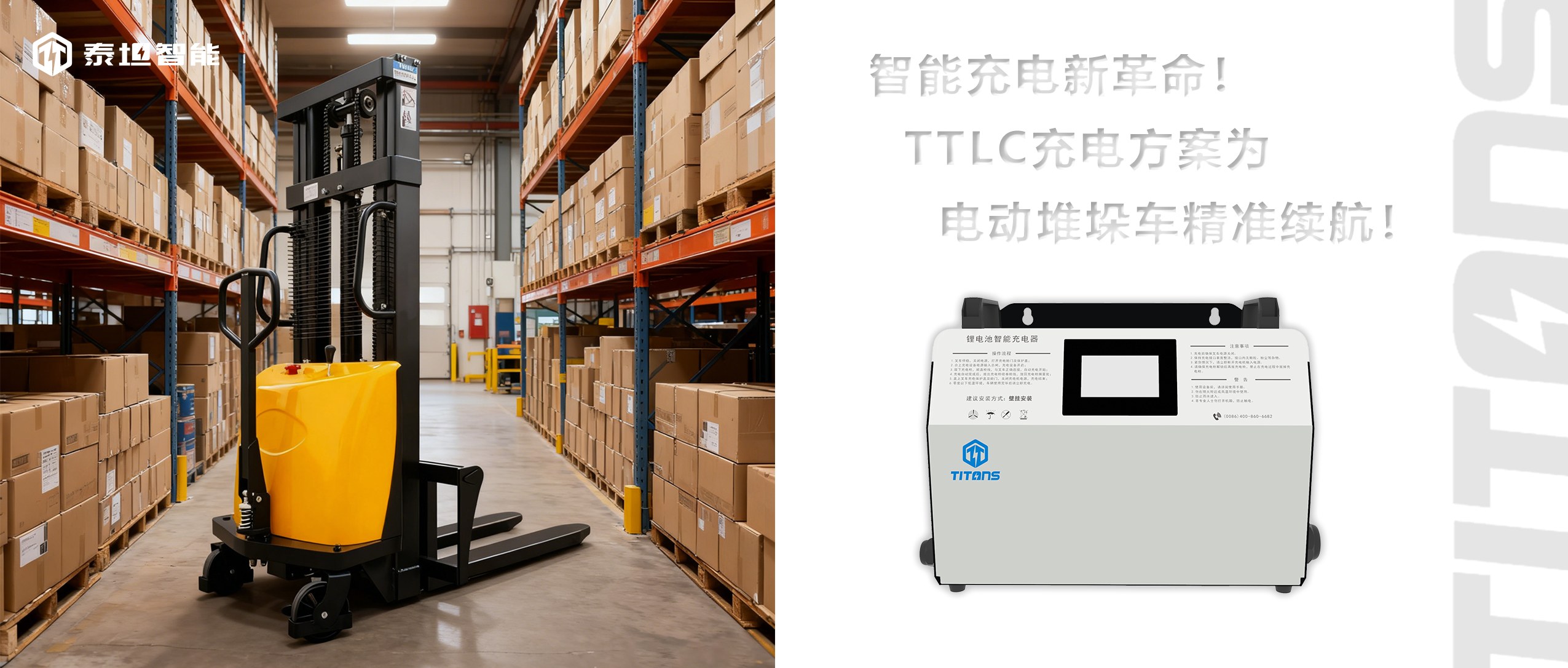 泰坦智能 | 直流充電新革命！TTLC充電方案為電動堆垛車精準續(xù)航